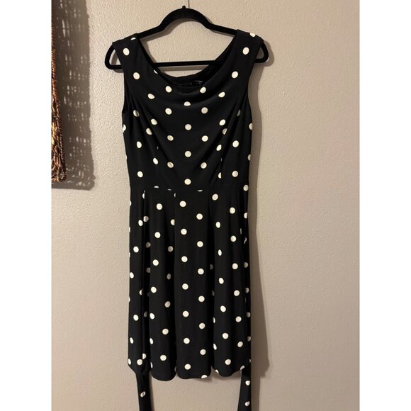 Ralph Lauren Dress 6 Black White Polka Dot A Line w Belt Washable Career Church - Picture 9 of 10